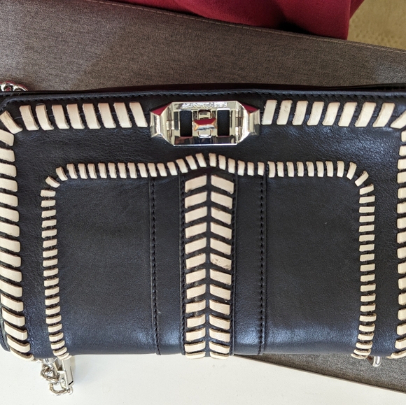 Rebecca Minkoff Whipstitch Black White Leather Purse - Picture 6 of 14
